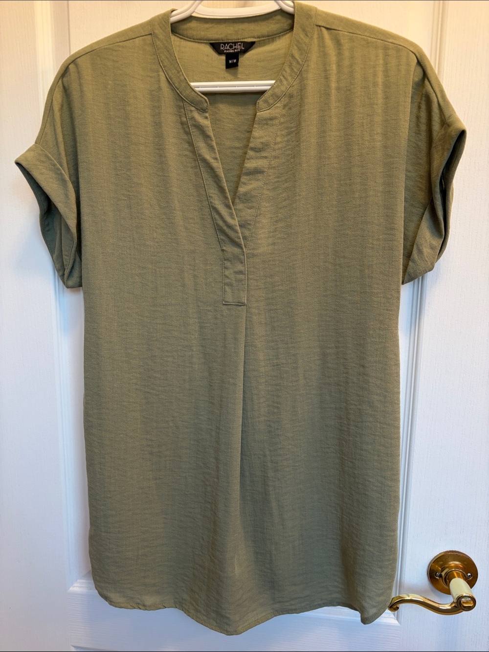 RACHEL Rachel Roy Olive Green Split V-Neck Tunic Dress